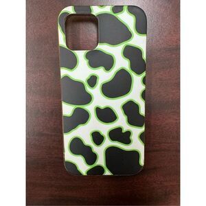 Cow Print with Green IPhone 12 Phone Case